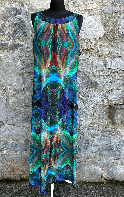 Abstract rainbow maxi dress uk 16-18 Chic Sleeveless Maxi Dress