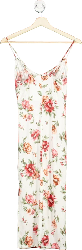 Ambiance Floral White Maxi Dress Small Cozy Open-Back Maxi Dress