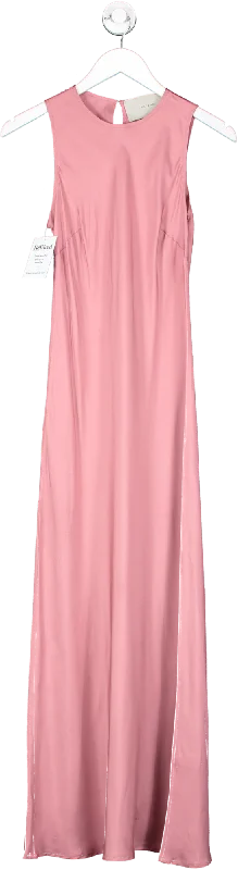 Asceno Pink Silk Maxi Dress UK XS Comfortable Satin Maxi Dress