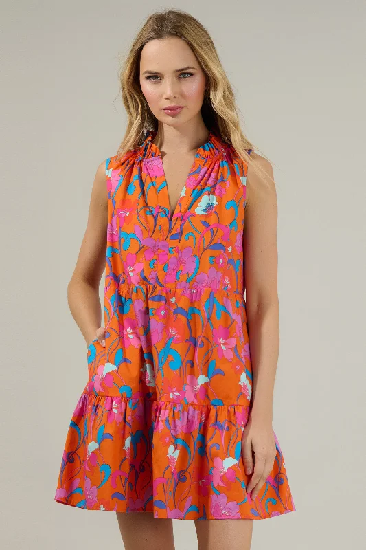 Baila Floral Gemmely Shift Mini Dress Modern Satin Mini Dress