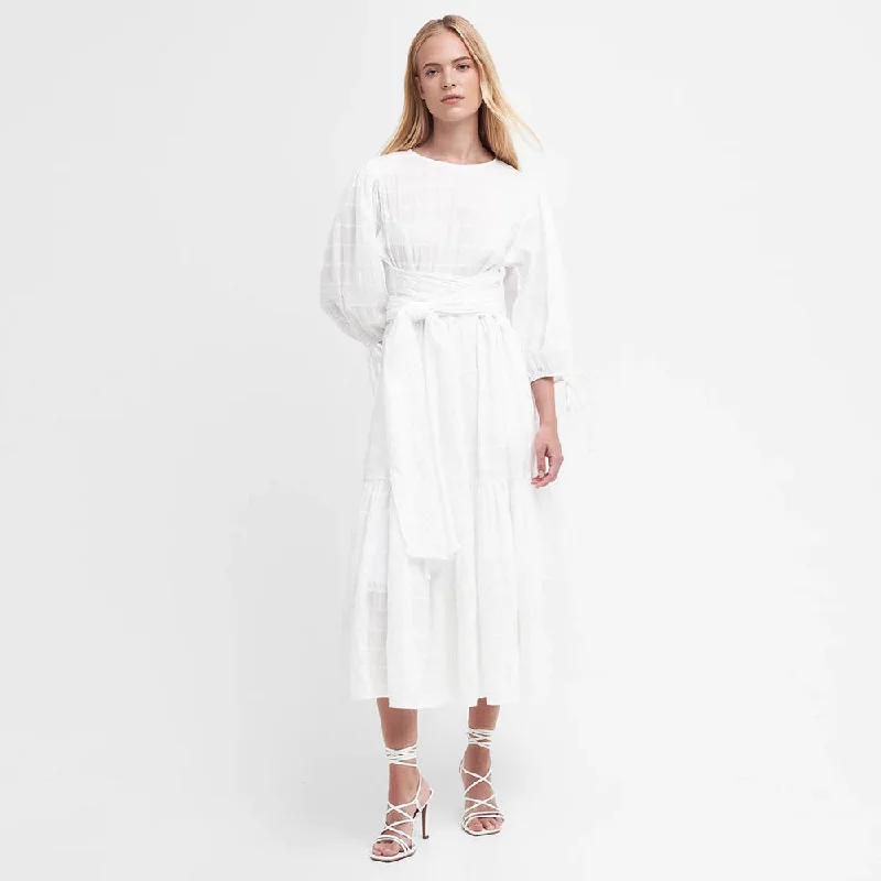 Kelburn Midi Dress Classic White Fashionable High-Neck Midi Dress