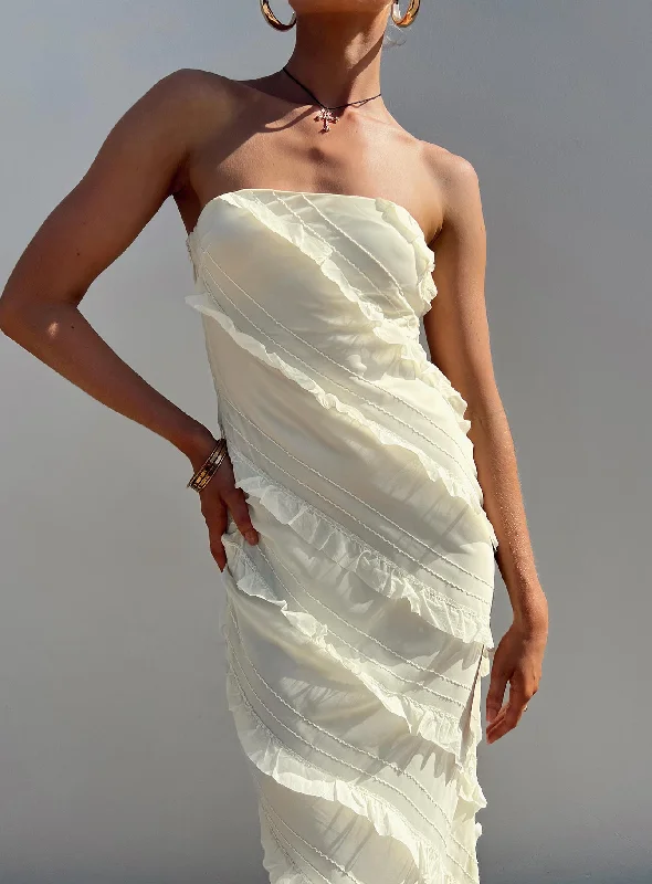Baylie Maxi Dress Yellow Fashionable Sheer Maxi Dress
