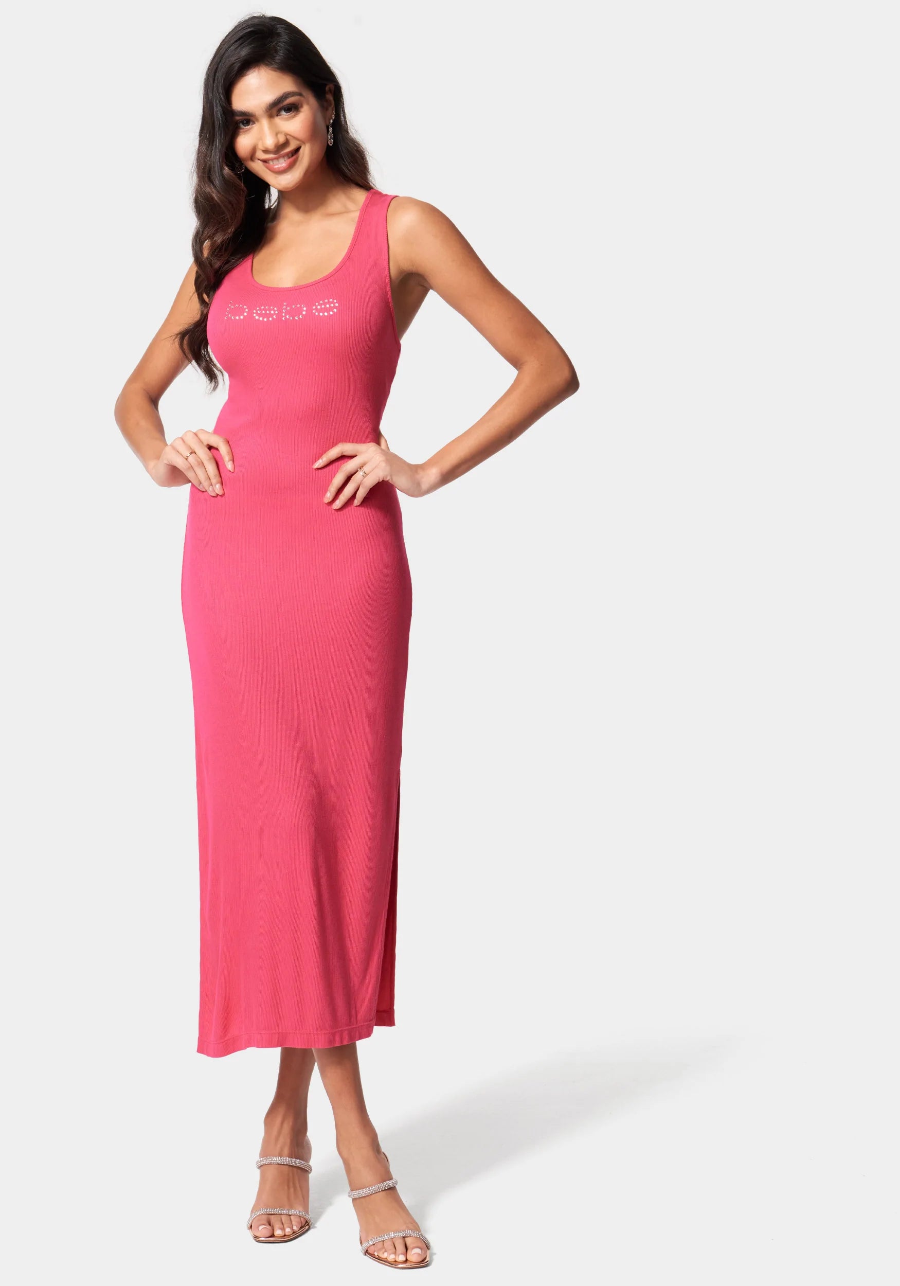 Bebe Logo Rib Knit Maxi Dress Trendy Floral Print Maxi Dress
