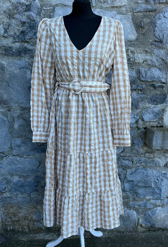 Beige check maxi dress uk 10 Classic Strapless Maxi Dress