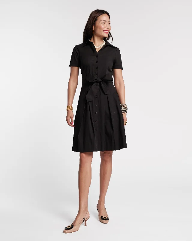 Bella Midi Dress Cotton Black Stylish High-Waisted Midi Dress