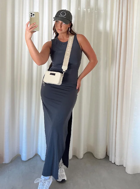Bena Maxi Dress Slate Comfortable Satin Maxi Dress