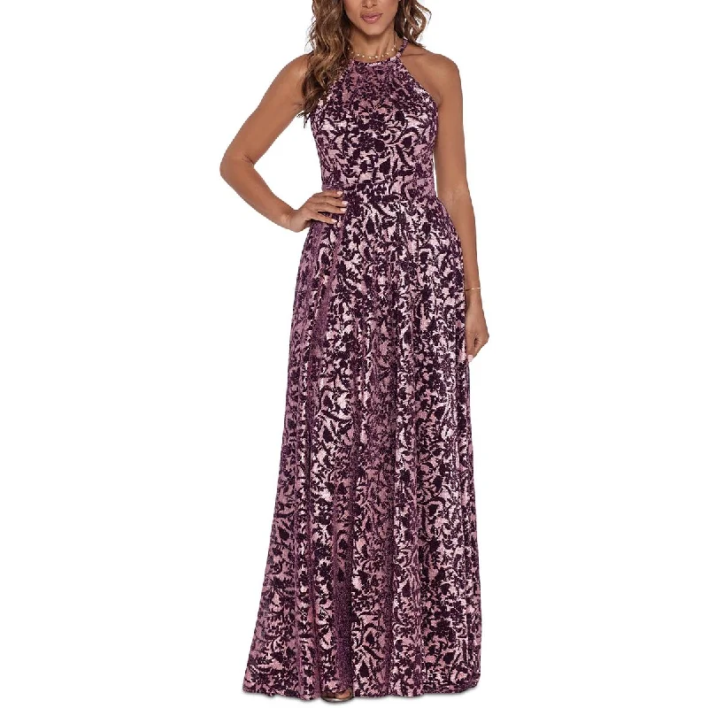 Betsy & Adam Womens Petites Metallic Burnout Maxi Dress Elegant Boho Maxi Dress