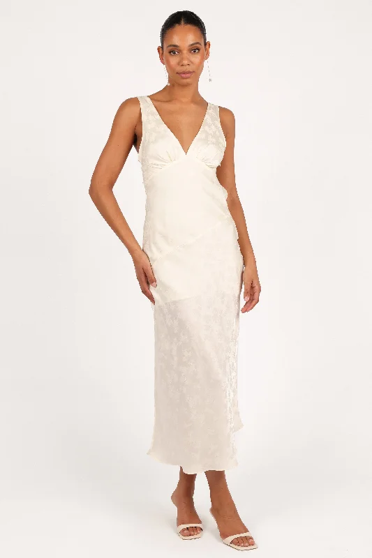Billie Midi Dress - Ivory Comfortable Denim Midi Dress