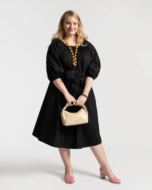 Bliss Midi Dress Cotton Poplin Black Fashionable Chiffon Midi Dress