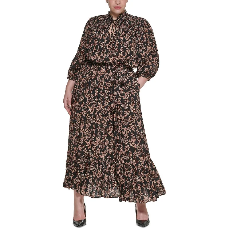 Calvin Klein Womens Plus Floral Smocked Maxi Dress Elegant Velvet Maxi Dress