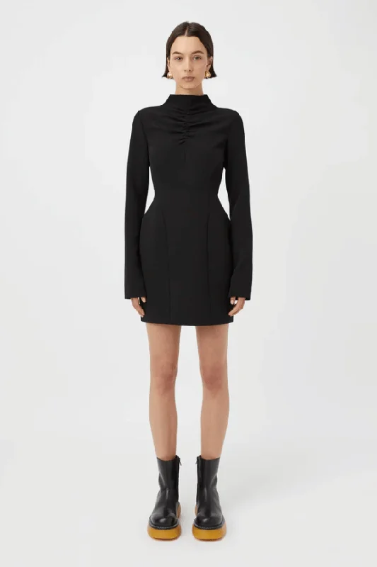 Portico Mini Dress Black Chic Tropical Mini Dress