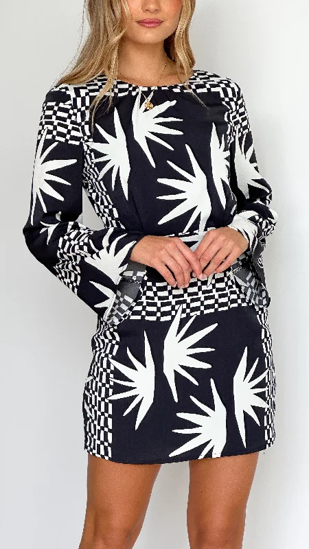 Carinna Mini Dress - Kahlo Print Elegant Lace Mini Dress