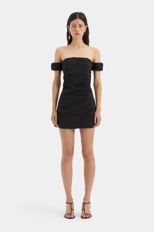 Carmen Draped Mini Dress Comfortable Polka Dot Mini Dress