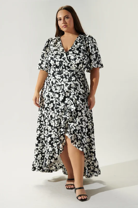 Casablanca Floral Abelia Hi Low Maxi Dress Curve Cozy Ribbed Maxi Dress