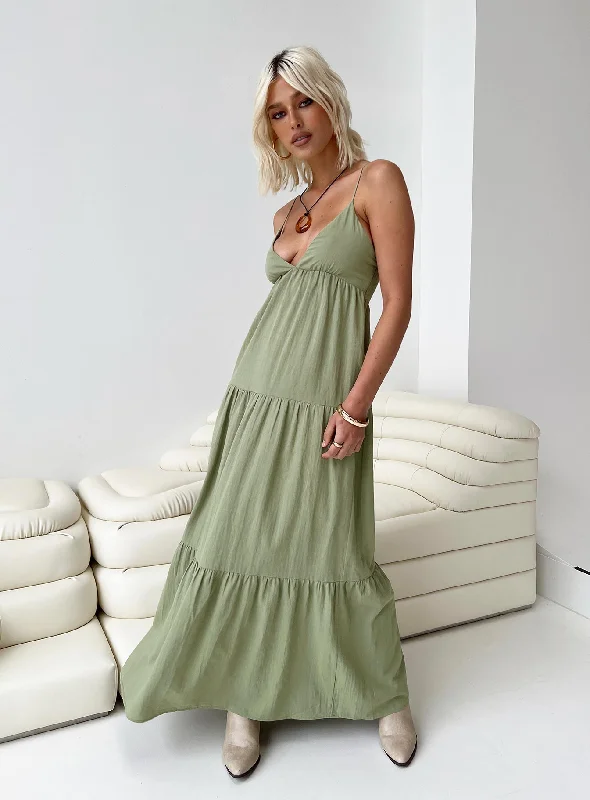 Chelsea Maxi Dress Sage Green Classic Strapless Maxi Dress