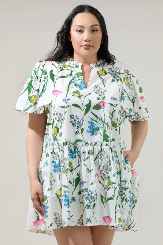Clove Garden Floral Rock A By Trapeze Mini Dress Curve Stylish Ruffle Mini Dress
