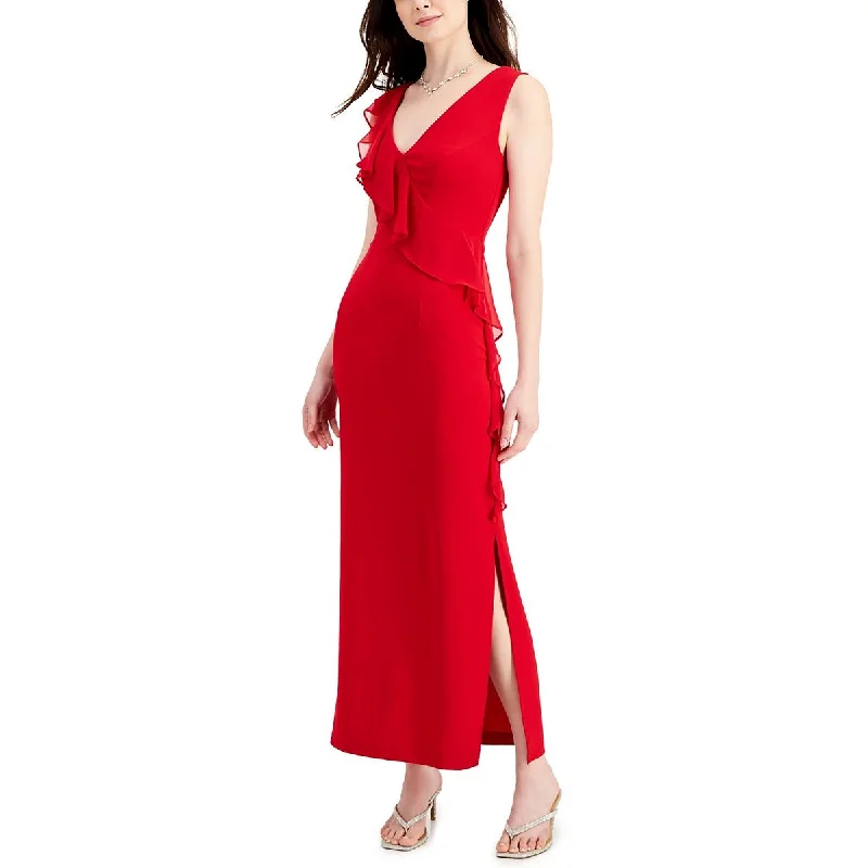 Connected Apparel Womens Ruffled Long Maxi Dress Cozy Knitted Maxi Dress