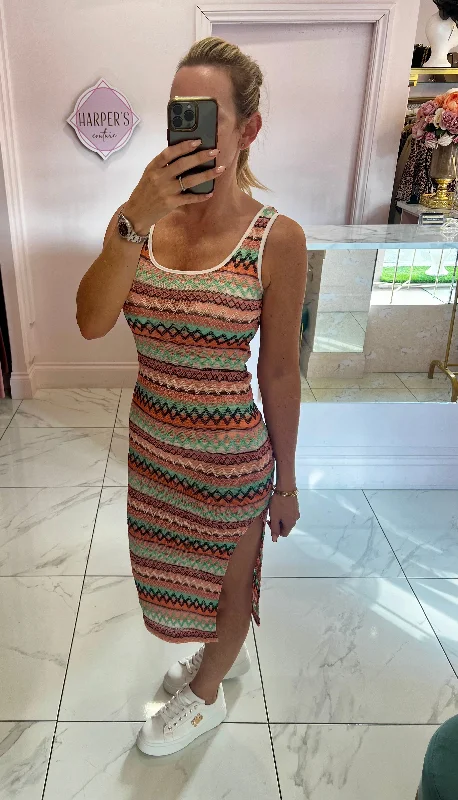 Aliarna Aztec Midi Dress Stylish Silk Midi Dress