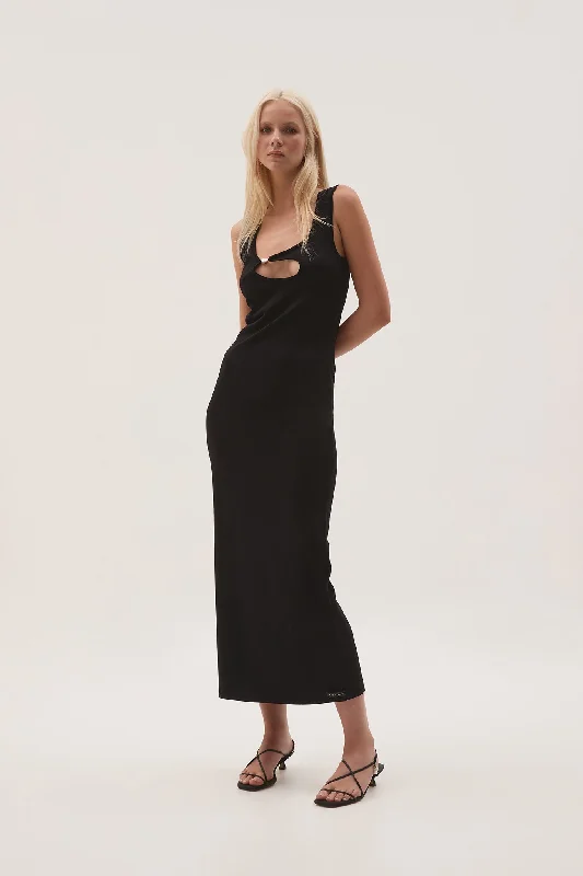 Coraline Keyhole Midi Dress Stylish Button-Down Midi Dress