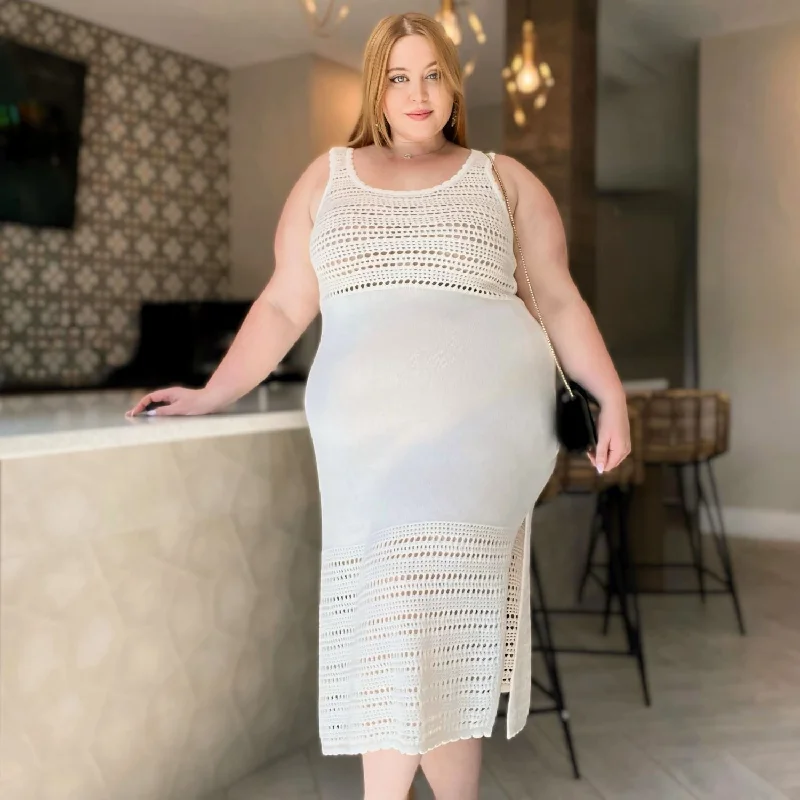 Porto Fino Midi Dress - Vanille Stylish Midi Dress with Cuffs