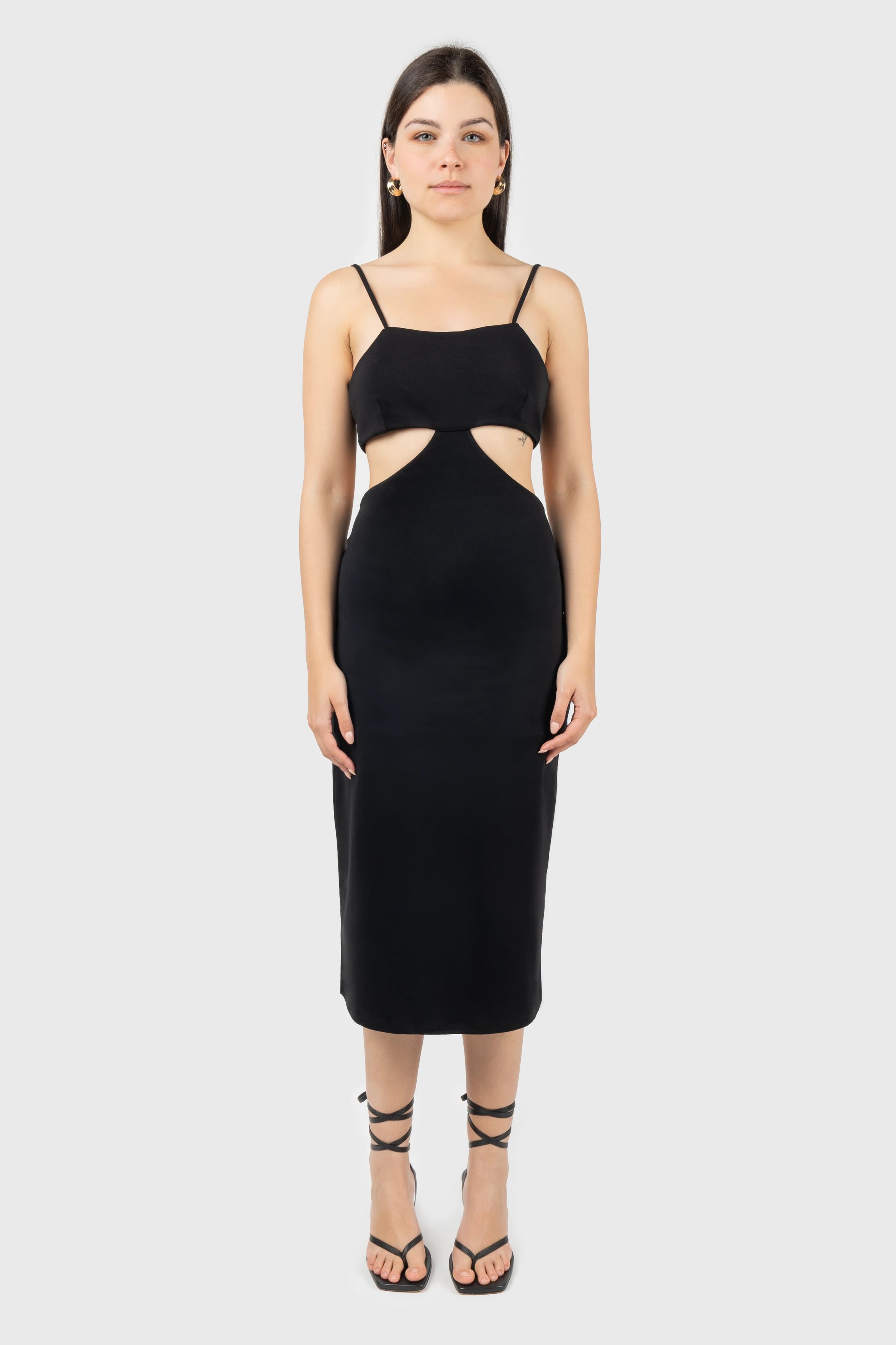 Cut Out Midi Dress Comfortable Fit-and-Flare Midi Dress