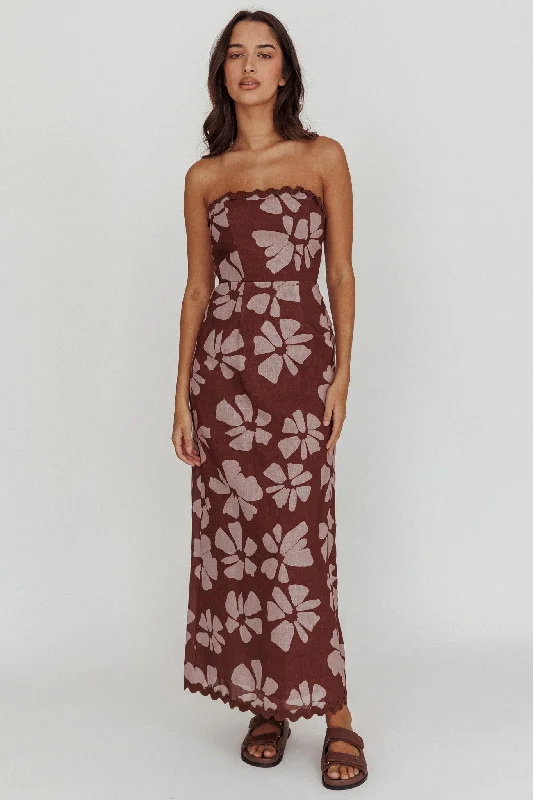 Cypress Floral Strapless Maxi Dress Brown Cozy Ribbed Maxi Dress
