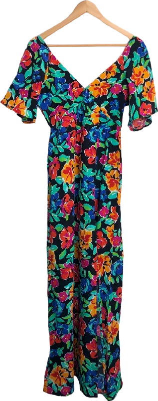 Dancing Leopard Multicolor Floral Maxi Dress UK 8 Fashionable High-Low Maxi Dress