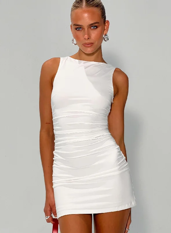 Eklund Mini Dress White Fashionable Mini Dress with Slits