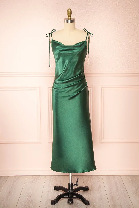 Elyse Green | Cowl Neck Midi Dress Trendy Long Sleeve Midi Dress