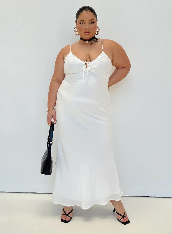 Emily Maxi Dress White Curve Cozy Cold-Shoulder Maxi Dress