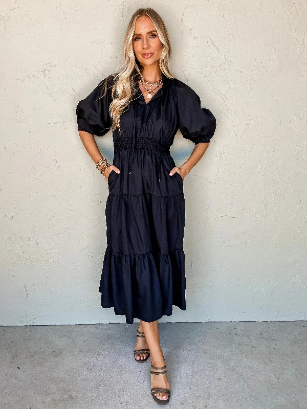 In My Memories Tiered Midi Dress Cozy Spaghetti Strap Midi Dress