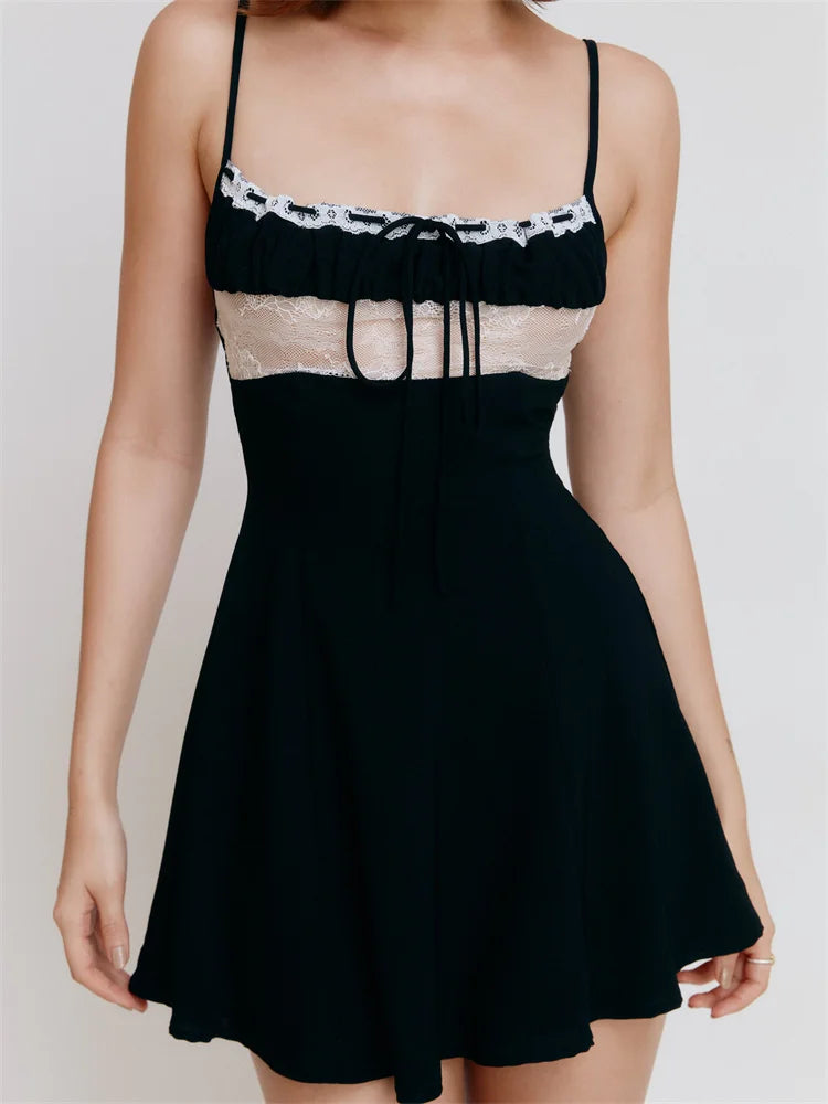 Fairy Elegant Square Neck Bandage Mini Dresses Stylish Ribbed Mini Dress