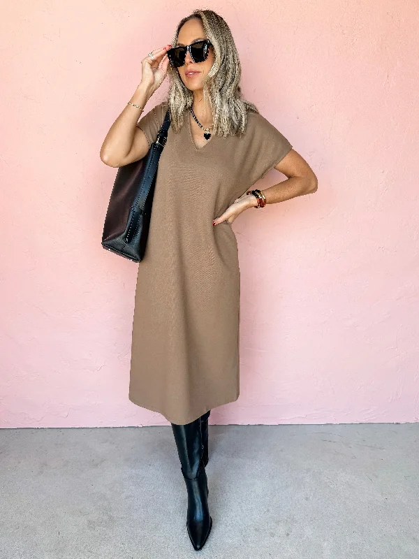 Falling Forward V Neck Midi Dress Cozy Spaghetti Strap Midi Dress