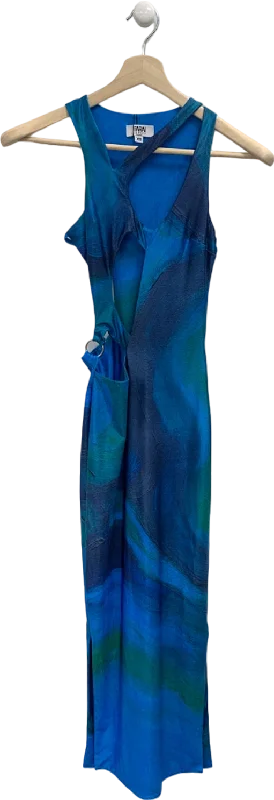 Farai London Blue Cut-Out Maxi Dress UK XS Cozy Wrap Maxi Dress