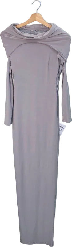 Fashion Nova Gray Long Sleeve Maxi Dress Small Fashionable Layered Maxi Dress