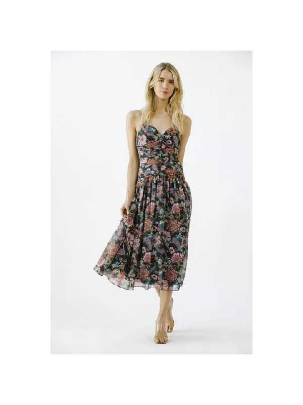 Emerald Blooms Midi Dress Stylish Button-Down Midi Dress