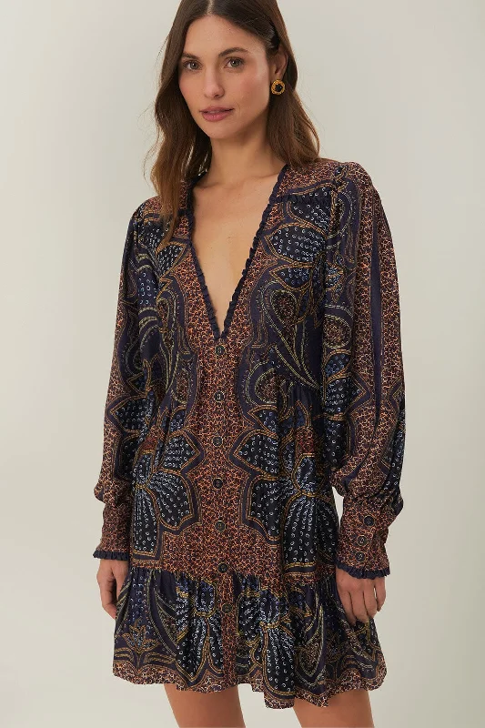 Blue Floral Glam LENZING™ ECOVERO™ Mini Dress Trendy Camisole Mini Dress