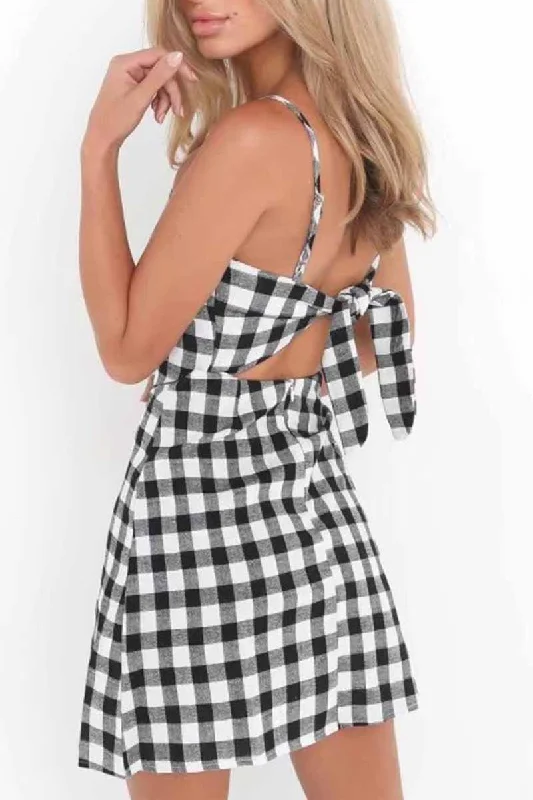 Florcoo Sexy Backless Bow Mini Dress Trendy Wraparound Mini Dress