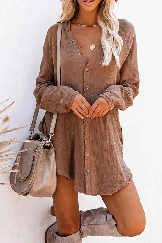 Florcoo Seersucker Fringed Long Sleeves Mini Dresses Elegant Lace Mini Dress