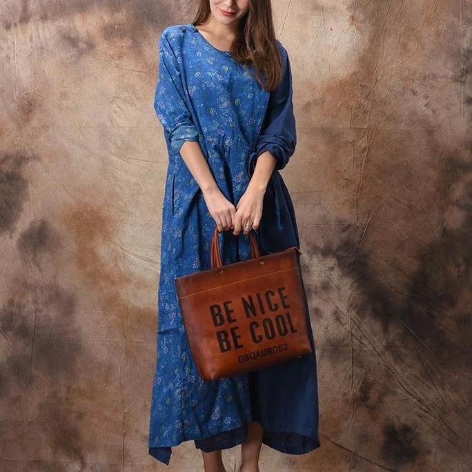 French O Neck Asymmetric Linen Cotton Clothes For Women Boho Tunic Tops Blue Print Maxi Dresses Spring Chic Sleeveless Maxi Dress