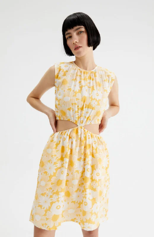Gazania Print Mini Dress Classic Black Mini Dress