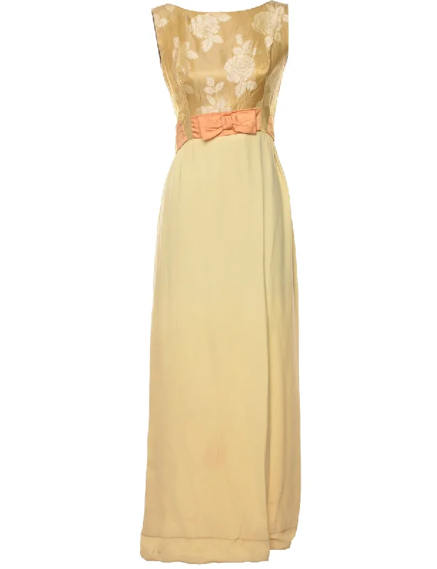 Gold & Coral 1970s Maxi Dress - S Stylish Longline Maxi Dress