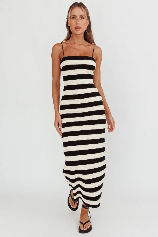 Gracey Cami Strap Maxi Dress Stripe Black Classic Black Maxi Dress