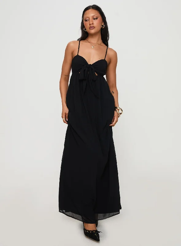 Granno Maxi Dress Black Cozy Ruffle Sleeve Maxi Dress