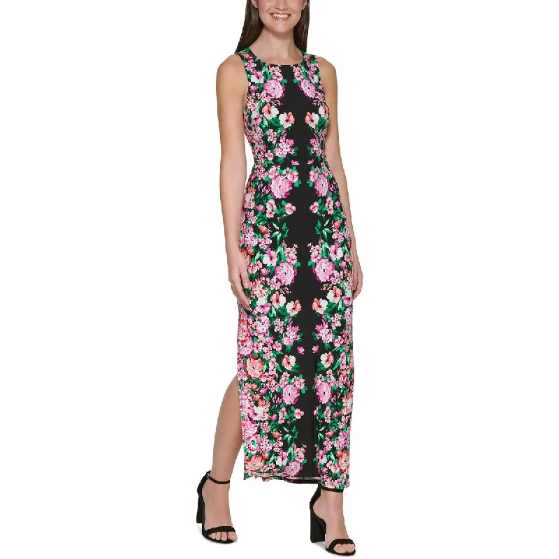 Guess Womens Floral Print Long Maxi Dress Cozy Ribbed Maxi Dress