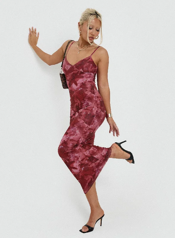Hathaway Maxi Dress Burgundy Floral Elegant Floral Maxi Dress