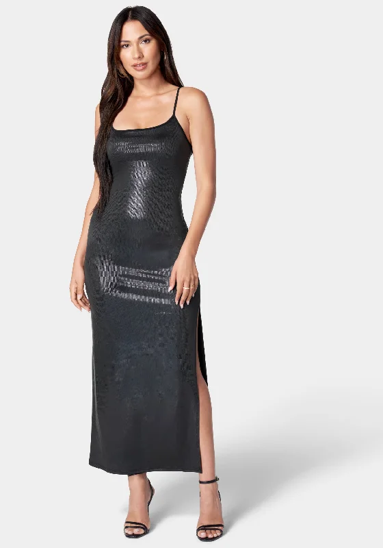 Hologram Maxi Dress Elegant Tiered Maxi Dress