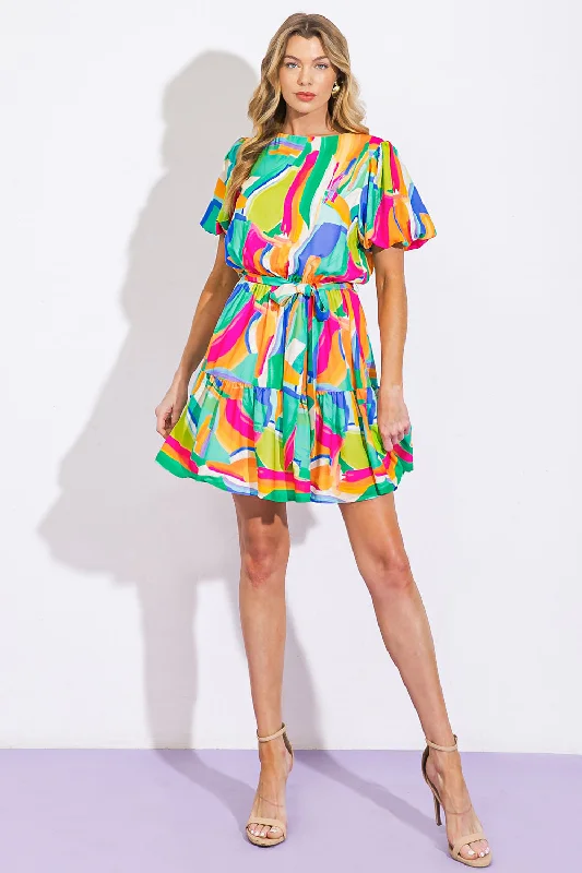 TURNING A NEW LEAF WOVEN MINI DRESS Fashionable Button-Front Mini Dress