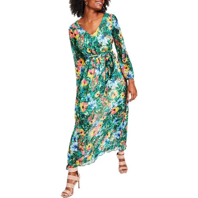 INC Womens Floral Long Maxi Dress Stylish Maxi Dress with Pleats