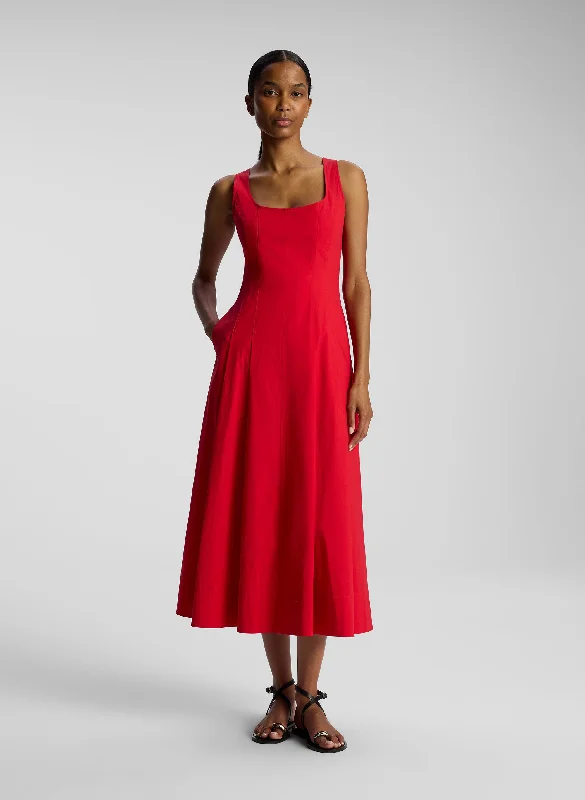 Isabel Cotton Midi Dress Trendy Square Neck Midi Dress